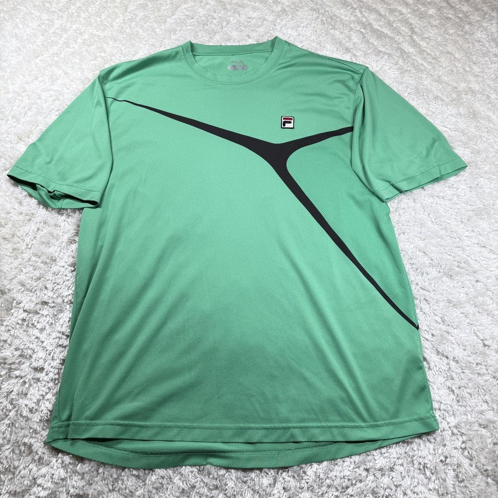 FILA Shirt Mens XL Green Athletic Performance Running Street Retro Dadcore Y2K